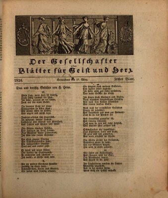 Der Gesellschafter oder Blätter für Geist und Herz Samstag 27. März 1824