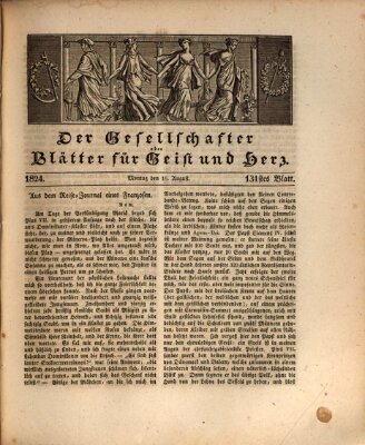 Der Gesellschafter oder Blätter für Geist und Herz Montag 16. August 1824