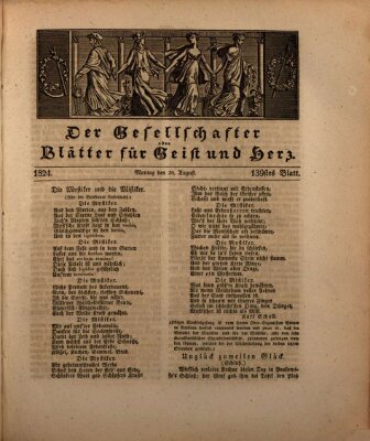 Der Gesellschafter oder Blätter für Geist und Herz Montag 30. August 1824