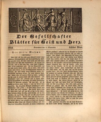 Der Gesellschafter oder Blätter für Geist und Herz Samstag 11. September 1824