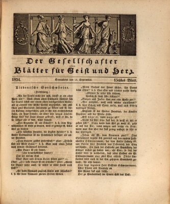 Der Gesellschafter oder Blätter für Geist und Herz Samstag 25. September 1824