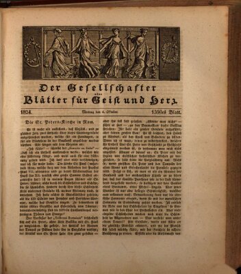 Der Gesellschafter oder Blätter für Geist und Herz Montag 4. Oktober 1824