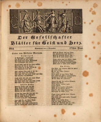 Der Gesellschafter oder Blätter für Geist und Herz Samstag 6. November 1824