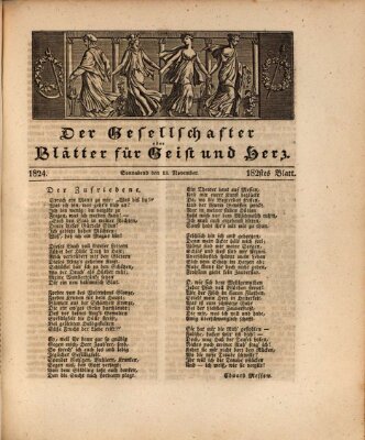 Der Gesellschafter oder Blätter für Geist und Herz Samstag 13. November 1824