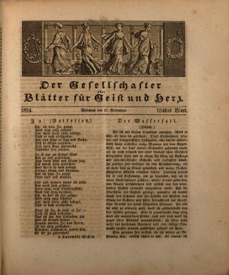 Der Gesellschafter oder Blätter für Geist und Herz Mittwoch 17. November 1824