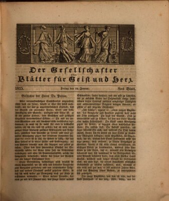 Der Gesellschafter oder Blätter für Geist und Herz Freitag 14. Januar 1825