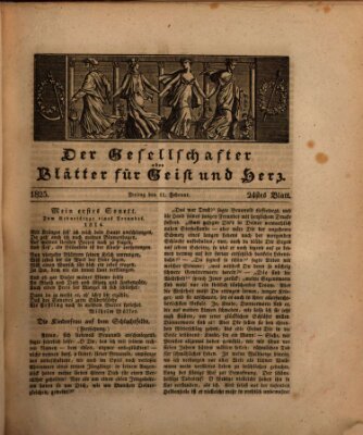 Der Gesellschafter oder Blätter für Geist und Herz Freitag 11. Februar 1825