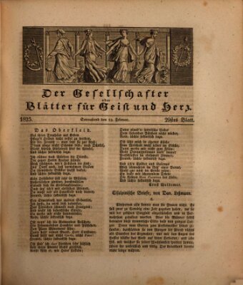 Der Gesellschafter oder Blätter für Geist und Herz Samstag 19. Februar 1825