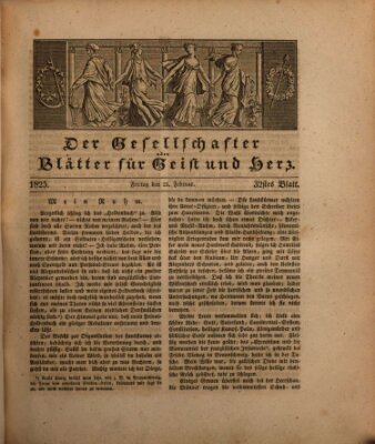 Der Gesellschafter oder Blätter für Geist und Herz Freitag 25. Februar 1825