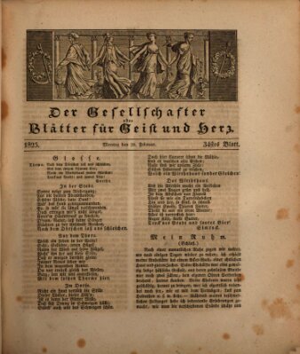 Der Gesellschafter oder Blätter für Geist und Herz Montag 28. Februar 1825