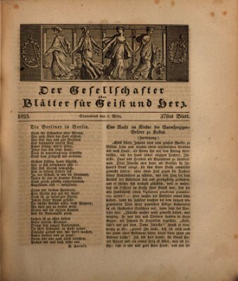 Der Gesellschafter oder Blätter für Geist und Herz Samstag 5. März 1825