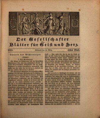 Der Gesellschafter oder Blätter für Geist und Herz Mittwoch 16. März 1825