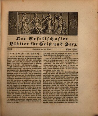 Der Gesellschafter oder Blätter für Geist und Herz Samstag 19. März 1825