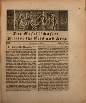 Der Gesellschafter oder Blätter für Geist und Herz Freitag 25. März 1825