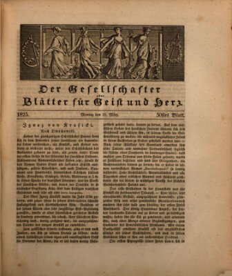 Der Gesellschafter oder Blätter für Geist und Herz Montag 28. März 1825