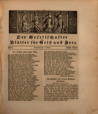 Der Gesellschafter oder Blätter für Geist und Herz Mittwoch 13. April 1825