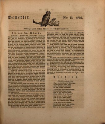 Der Gesellschafter oder Blätter für Geist und Herz Mittwoch 11. Mai 1825