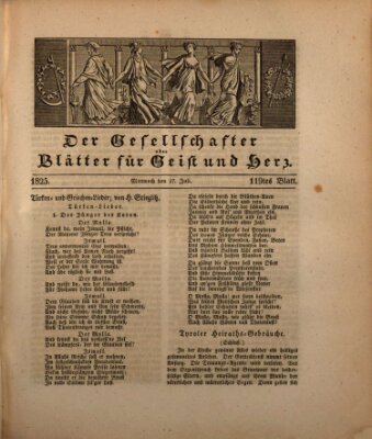 Der Gesellschafter oder Blätter für Geist und Herz Mittwoch 27. Juli 1825