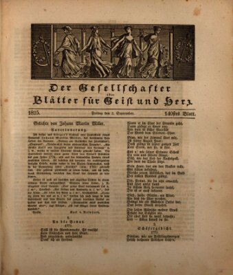 Der Gesellschafter oder Blätter für Geist und Herz Freitag 2. September 1825