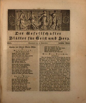 Der Gesellschafter oder Blätter für Geist und Herz Samstag 10. September 1825