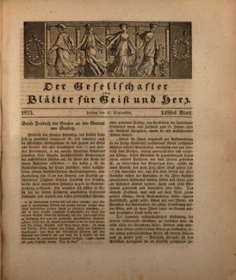 Der Gesellschafter oder Blätter für Geist und Herz Freitag 16. September 1825