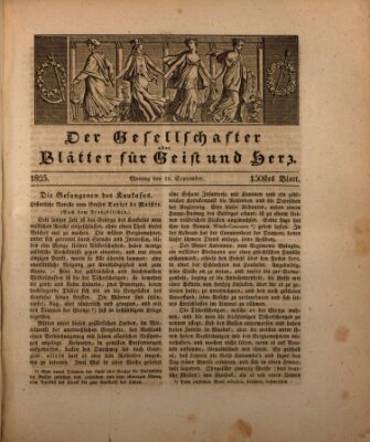 Der Gesellschafter oder Blätter für Geist und Herz Montag 19. September 1825