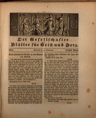 Der Gesellschafter oder Blätter für Geist und Herz Mittwoch 21. September 1825