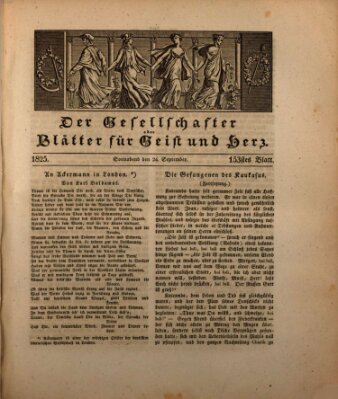 Der Gesellschafter oder Blätter für Geist und Herz Samstag 24. September 1825