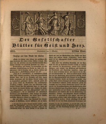 Der Gesellschafter oder Blätter für Geist und Herz Samstag 1. Oktober 1825