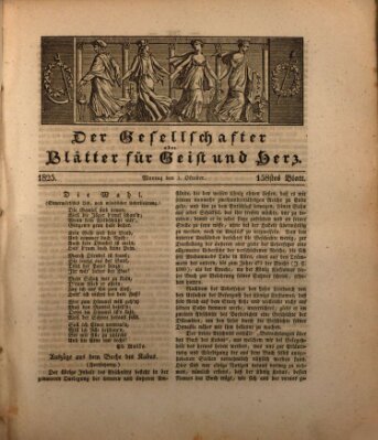 Der Gesellschafter oder Blätter für Geist und Herz Montag 3. Oktober 1825