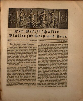 Der Gesellschafter oder Blätter für Geist und Herz Montag 7. November 1825