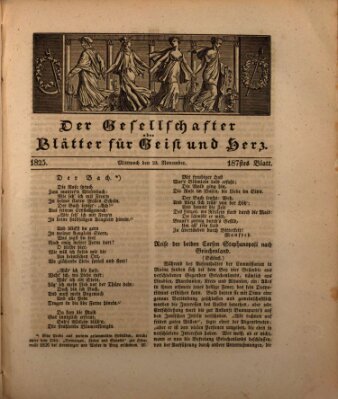 Der Gesellschafter oder Blätter für Geist und Herz Mittwoch 23. November 1825