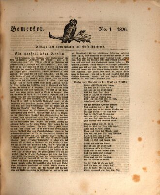 Der Gesellschafter oder Blätter für Geist und Herz Montag 2. Januar 1826