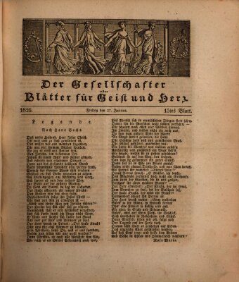 Der Gesellschafter oder Blätter für Geist und Herz Freitag 27. Januar 1826