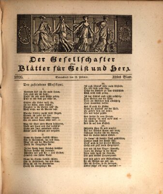 Der Gesellschafter oder Blätter für Geist und Herz Samstag 25. Februar 1826