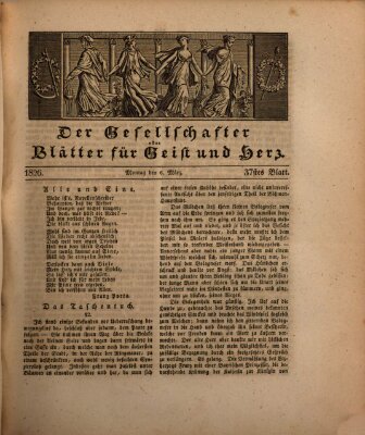 Der Gesellschafter oder Blätter für Geist und Herz Montag 6. März 1826