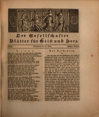 Der Gesellschafter oder Blätter für Geist und Herz Samstag 18. März 1826