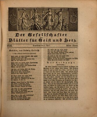 Der Gesellschafter oder Blätter für Geist und Herz Samstag 8. April 1826