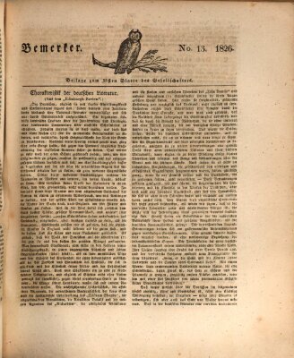 Der Gesellschafter oder Blätter für Geist und Herz Mittwoch 12. April 1826