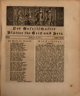 Der Gesellschafter oder Blätter für Geist und Herz Freitag 14. April 1826