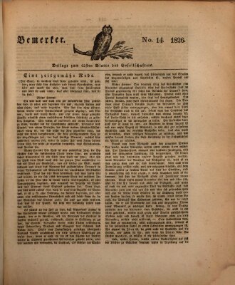 Der Gesellschafter oder Blätter für Geist und Herz Mittwoch 19. April 1826