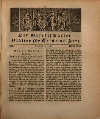 Der Gesellschafter oder Blätter für Geist und Herz Samstag 15. Juli 1826