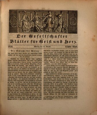 Der Gesellschafter oder Blätter für Geist und Herz Montag 21. August 1826