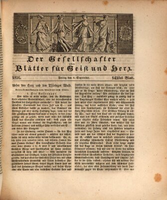 Der Gesellschafter oder Blätter für Geist und Herz Freitag 8. September 1826