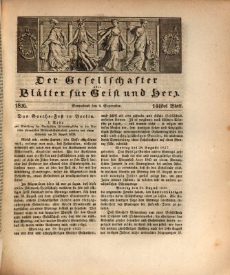 Der Gesellschafter oder Blätter für Geist und Herz Samstag 9. September 1826