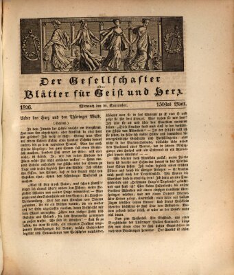 Der Gesellschafter oder Blätter für Geist und Herz Mittwoch 20. September 1826