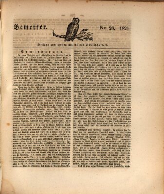 Der Gesellschafter oder Blätter für Geist und Herz Mittwoch 4. Oktober 1826