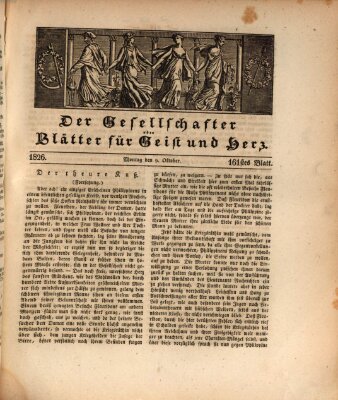 Der Gesellschafter oder Blätter für Geist und Herz Montag 9. Oktober 1826