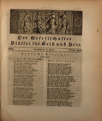 Der Gesellschafter oder Blätter für Geist und Herz Samstag 28. Oktober 1826