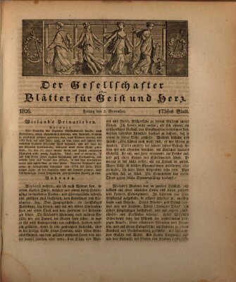 Der Gesellschafter oder Blätter für Geist und Herz Freitag 3. November 1826